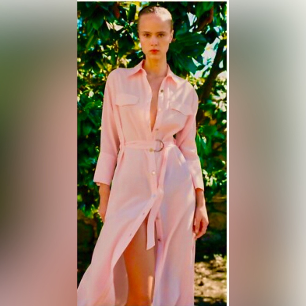 Vintage 80s pink denim western dress with belt